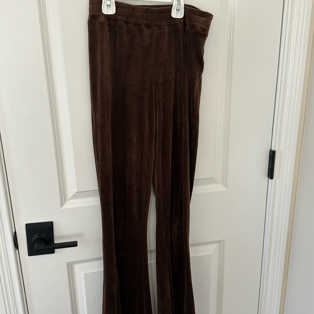 Hollister brown velvet wide bottom pants.